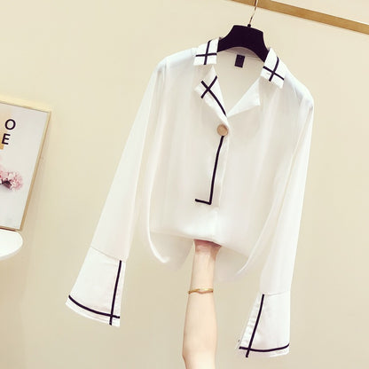 Shirt women's new 2022 early autumn design sense niche French chic white shirt women's long-sleeved Hong Kong style high-end sense