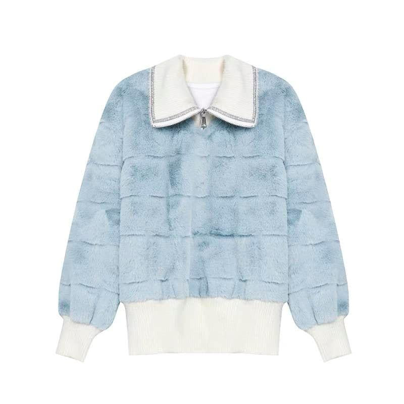 LLL LAB/milk fufu's sweater women's design sense niche imitation mink hair short style unique chic small top early autumn