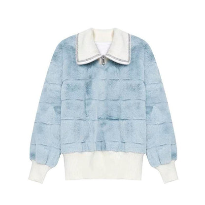 LLL LAB/milk fufu's sweater women's design sense niche imitation mink hair short style unique chic small top early autumn