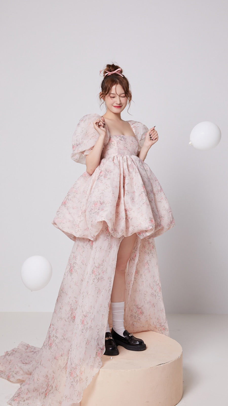 MOXI2023 fugitive princess retro color printing sweet high and low front short back long Disney dress female
