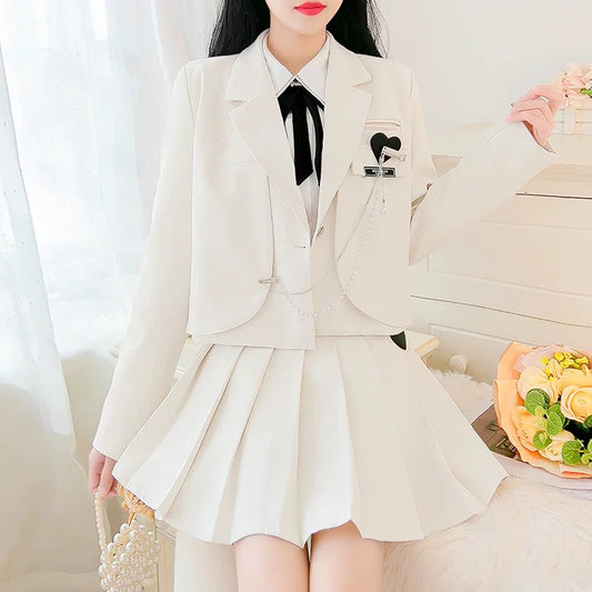College style suit small man spring 2022 new net red fried street suit jacket pleated skirt two-piece set