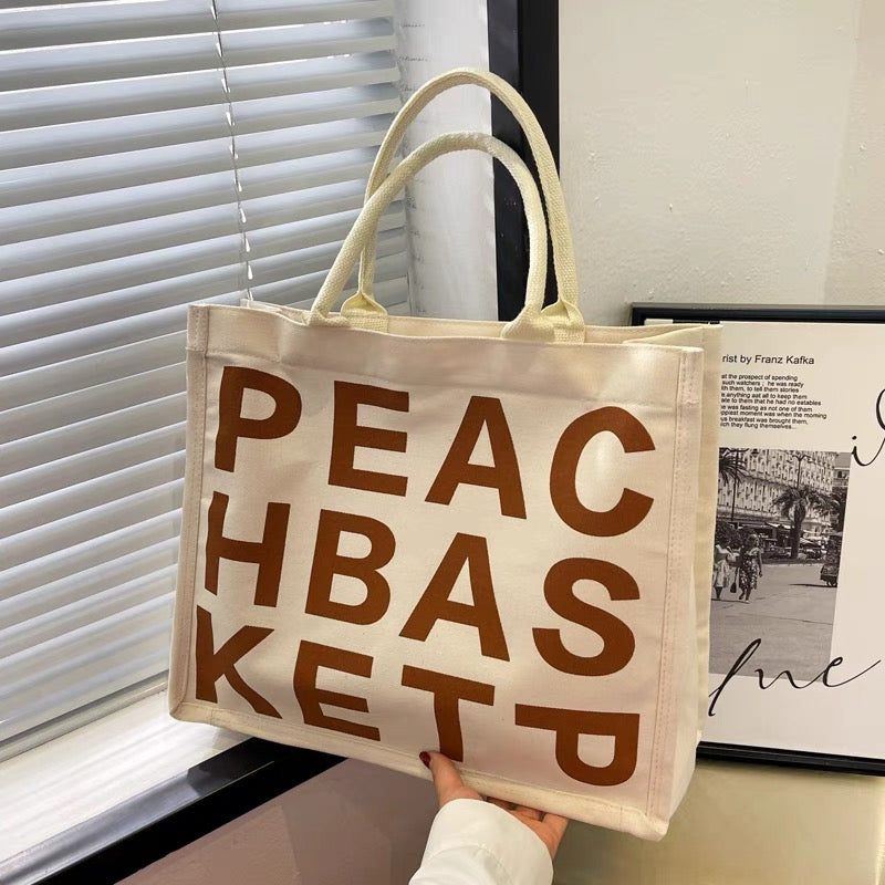 Canvas bag women's summer 2022 new ins super fire letters large capacity tote bag handbag book shopping shoulder bag