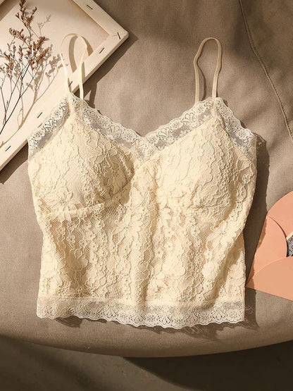 Chic Breast Lace Zipper Camisole Top Women's Outerwear Sexy Beauty Strap Chest Pad Bottom Tube Top Top