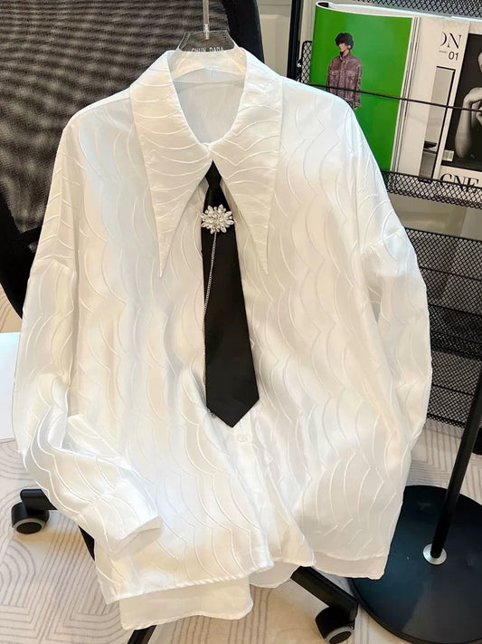 CHUNDADA shirt women's white autumn chic and beautiful small shirt fashion design sense 2022 new long-sleeved top
