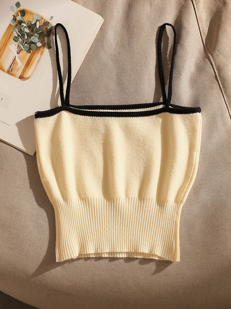 Pure desire bowknot camisole women wear sexy slim sweet and spicy knit short bottoming tube top top