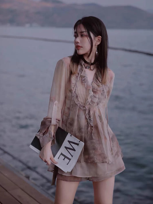 JZ Craftsman "Changchun Flower Basket" suit female autumn 2022 new fashion age-reducing short skirt pants Western style two-piece set 1318