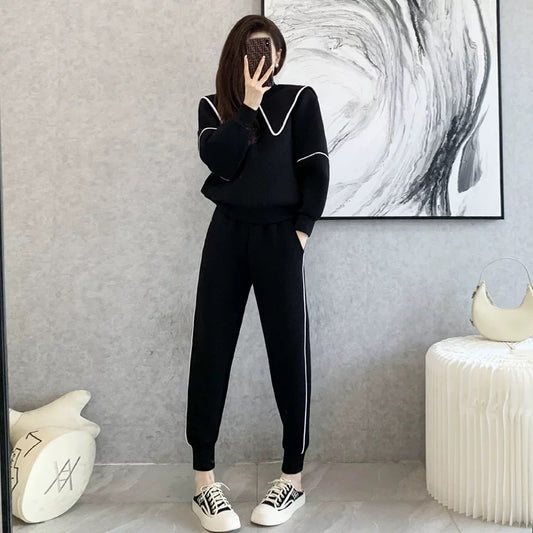 Sports suit women's autumn 2022 new fashion loose and thin fashion fried street temperament sweater casual two-piece set