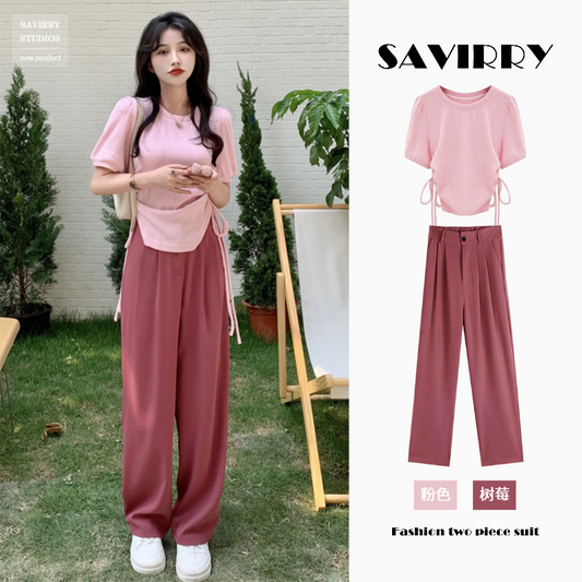 Summer women's clothing, slightly fat girls, large size, slightly fat mm, showing thinness, covering meat, reducing age, apple-shaped pear-shaped body, wearing suits