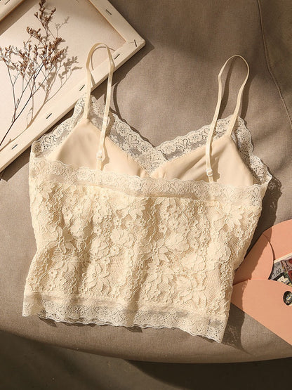 Chic Breast Lace Zipper Camisole Top Women's Outerwear Sexy Beauty Strap Chest Pad Bottom Tube Top Top