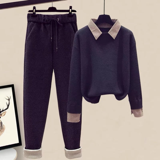 Autumn 2022 new women's clothing small men early autumn wear sweater pants suit women's two-piece fashion western style