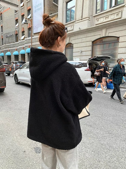 Big C comes also polar fleece letter sweater women's autumn and winter new Korean version oversize all-match trend hooded top
