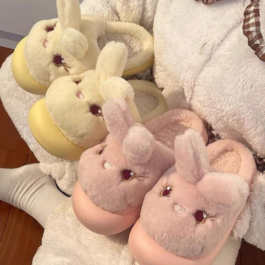 Cute thick-soled cotton slippers women's winter home indoor home warm plush cartoon postpartum confinement shoes autumn and winter
