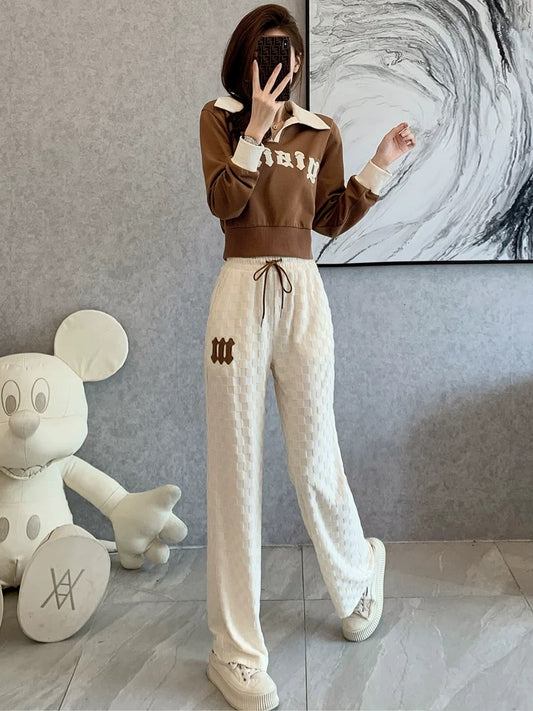 Wide-leg pants casual sports suit women's autumn 2022 new salt series slim fit and thin fashion two-piece sweater