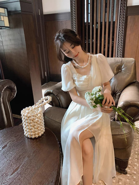 Guoguojia chiffon dress women's summer 2022 new long skirt French high waist mid-length temperament waist skirt 23