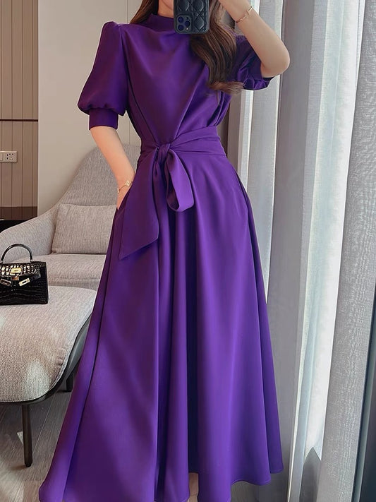 Miss Dong high-end custom purple dress long female summer 2022 new French high-end temperament a-line skirt