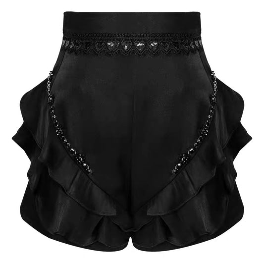(Pre-Order) 2022 summer new high-waisted slim Korean-style lace shorts women's narrow waist design niche chic pants