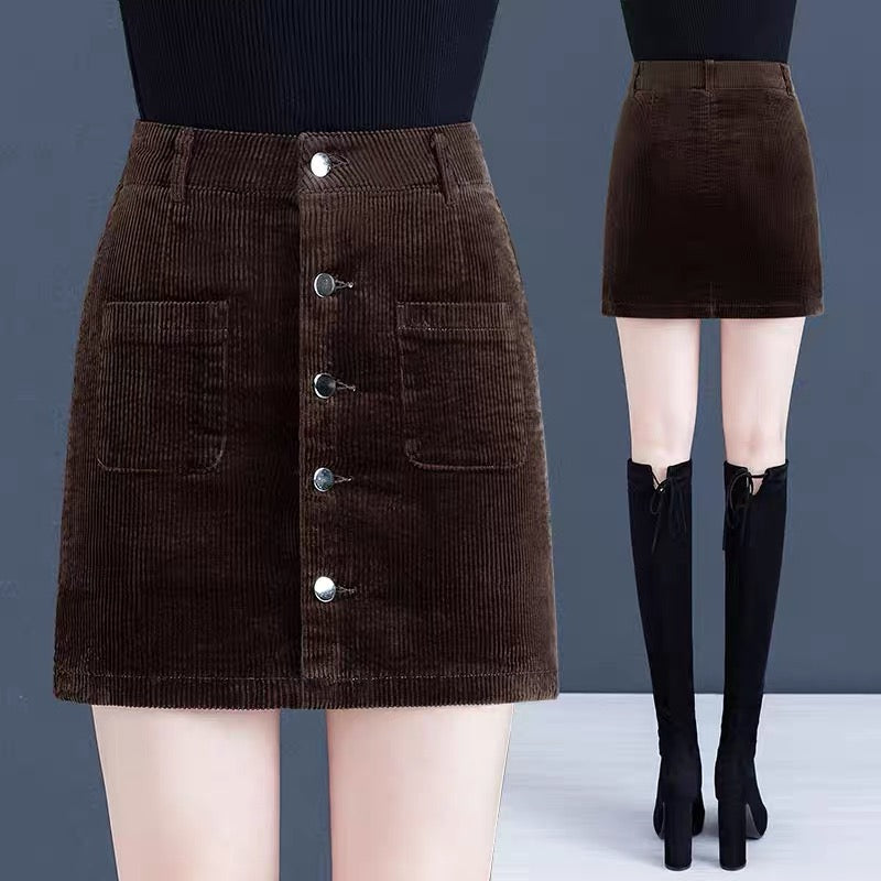 Corduroy skirt women's autumn and winter skirt corduroy skirt high waist thin skirt 2022 new fashion skirt winter