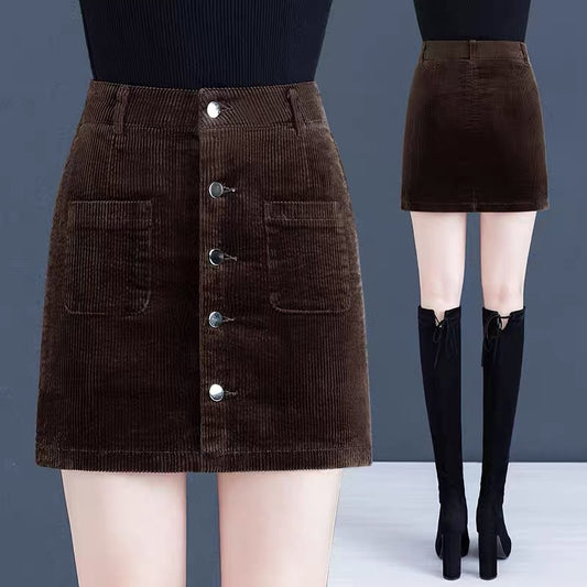 Corduroy skirt women's autumn and winter skirt corduroy skirt high waist thin skirt 2022 new fashion skirt winter