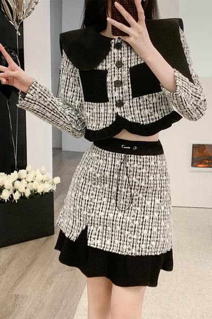 Xiaoxiangfeng high-end small dress suit women's 2023 spring new a-line skirt slimming two-piece suit