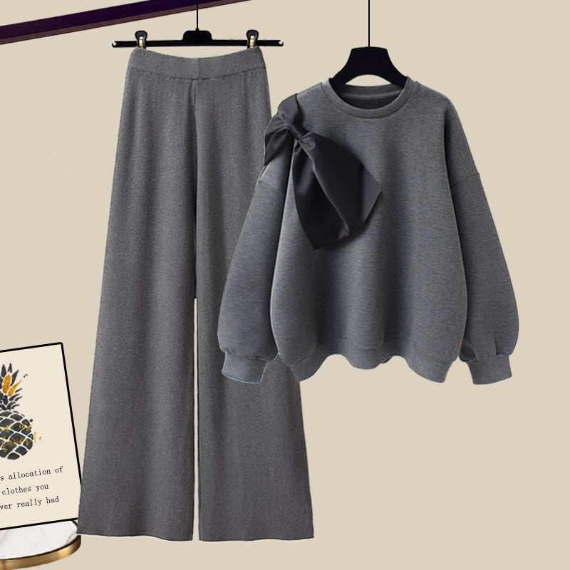 long sleeve sweater knitted pants two piece set