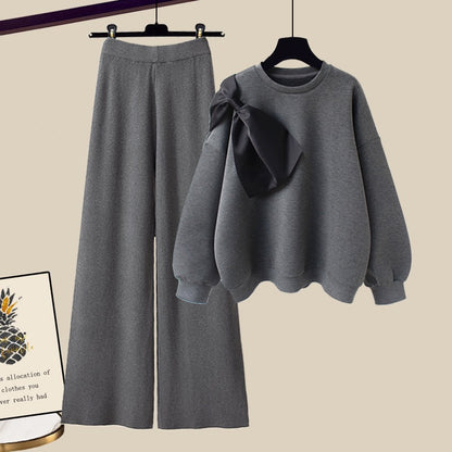 long sleeve sweater knitted pants two piece set
