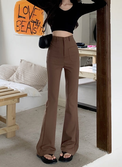 Black casual pants women's 2023 summer new high-waist all-match micro-launched pants straight-leg pants wide-leg pants mopping trousers