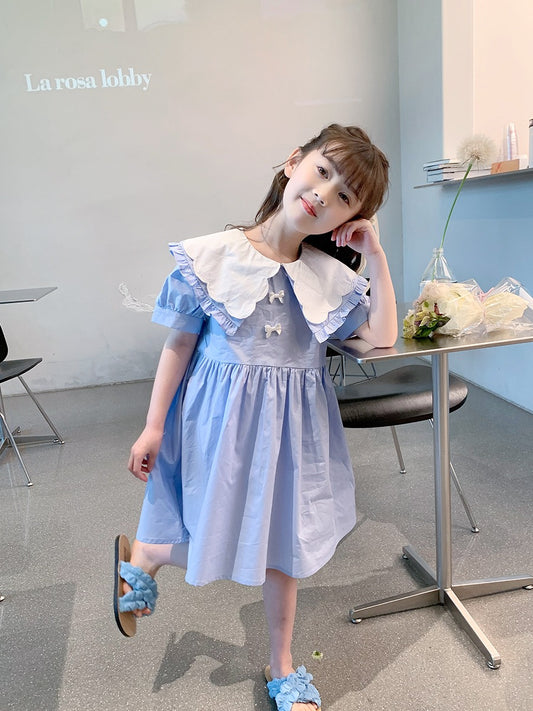 Girls dress 2023 new summer dress children's Korean style slim skirt baby summer fashion sweet foreign style