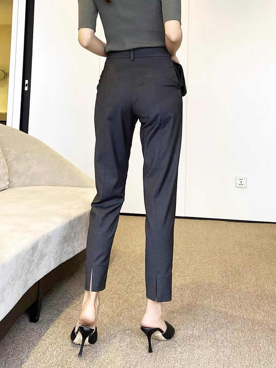 GUS2022 Spring/Summer Rear Split Suit Pants Women's High Waist Slim Straight Ninth Pants Cigarette Pants Casual Skinny Pants