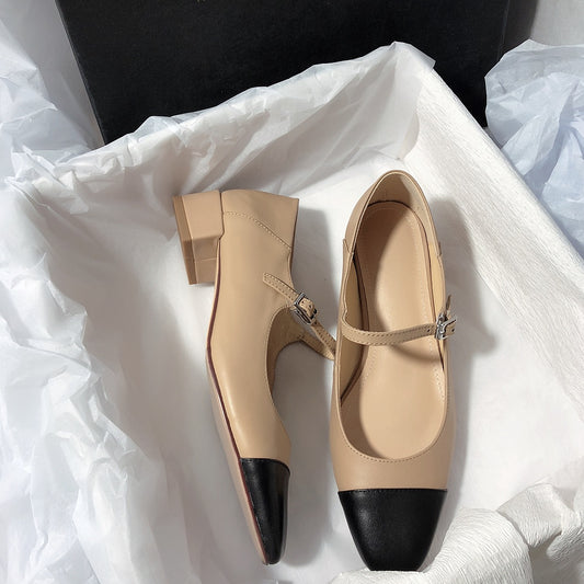 Senyu Sea Lane Korean style simple Mary Jane shoes with small fragrance and flat bottom Korean version with shallow mouth, round toe and thick heel Korean version of single shoes