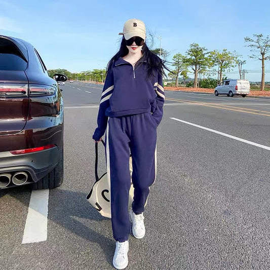 Fashion sweater suit female 2022 autumn new fashionable Western style age-reducing leisure sports two-piece European goods early autumn 1665