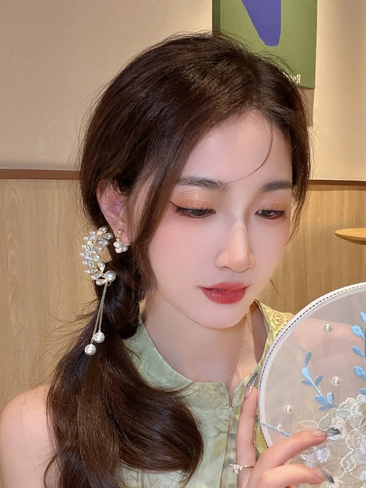 Super fairy temperament pearl tassel hairpin female modern minimalist hairpin ancient style step-shaking hairpin U-shaped hairpin hairpin