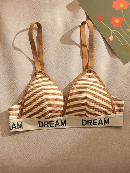 Spice Girls Sexy Triangle Cup Underwear Female Small Chest Gathered Comfortable Anti-Sagging Thin Section Letter Sling Sports Bra