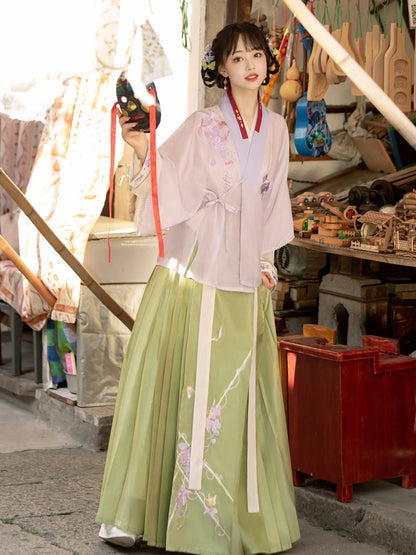 Grape You Huanxi Original Ming Dynasty Hanfu Female Fairy Elegant Chinese Style Collar Shirt Green Horse Face Skirt Full Set Spring and Autumn