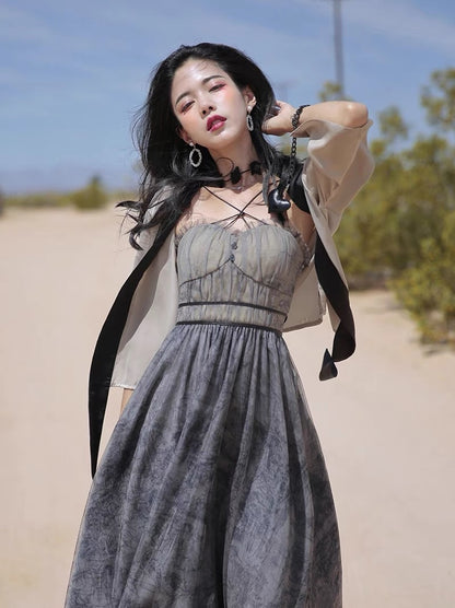 JZ artisan "Desert Rose" design dress female 2022 summer new French niche temperament long skirt 1323