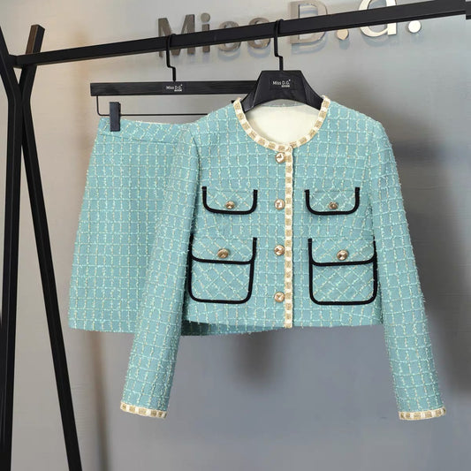 Miss DG high-end autumn two-piece temperament short coat all-match thin skirt small fragrance suit women 1698