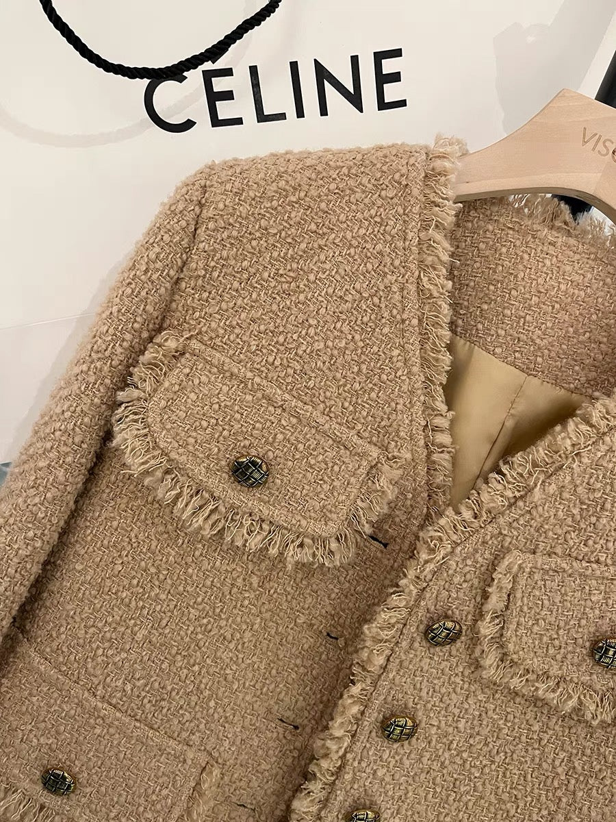 Khaki commuter single-breasted small fragrance suit jacket women's short style slimming celebrity 2022 autumn and winter new product tops