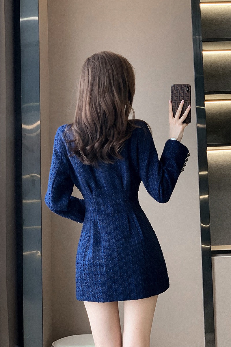 2022 new women's clothing French retro small fragrant wind dress female autumn and winter advanced sense celebrity skirt sexy skirt