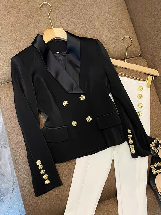 European goods top European goods trendy winter wear black design sense small Korean version casual custom suit jacket female 6843