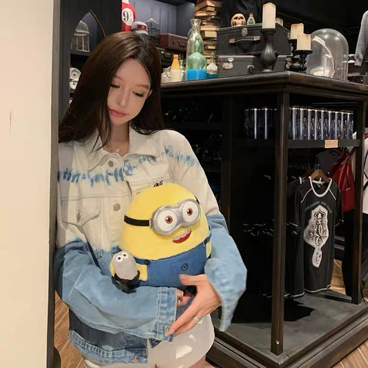 Good morning Fan Fan pure handmade tie-dye denim jacket women's autumn short loose high-end casual casual sunscreen top 1484