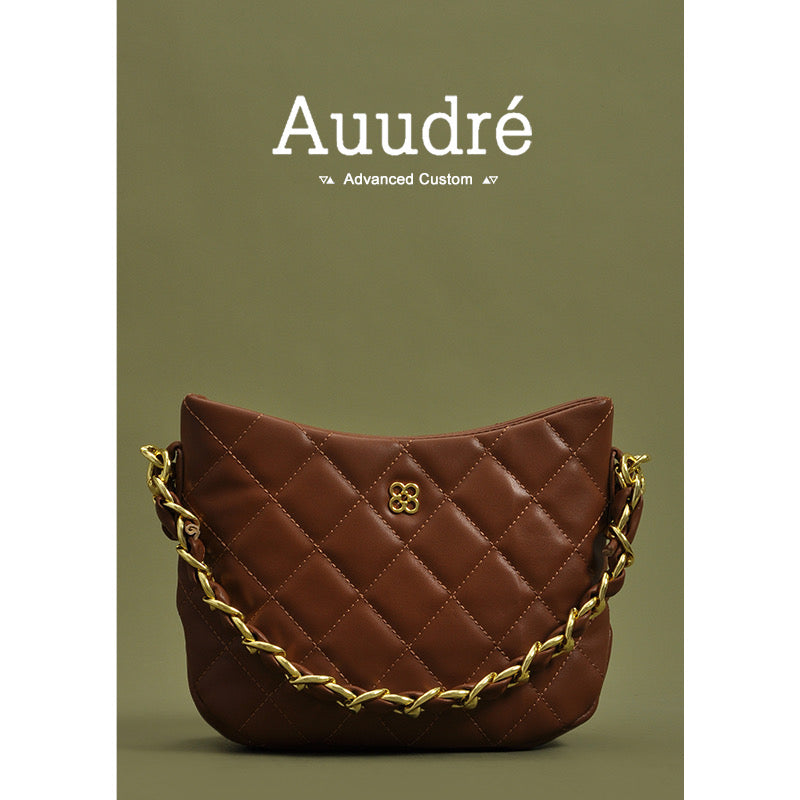 Auudre French niche handbag high-end rhombus chain Messenger bag female 2023 new commuter shoulder bag