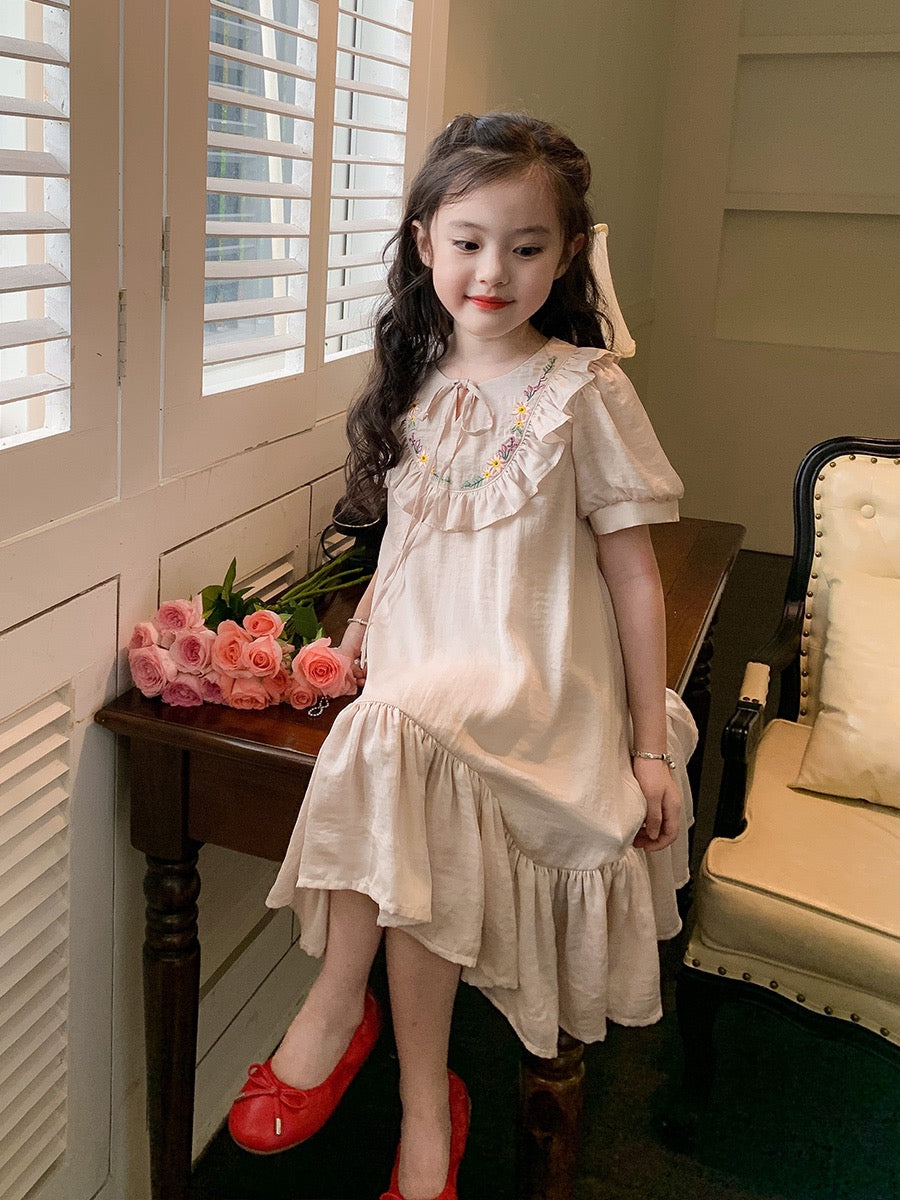 Original Girls Dress Summer Dress 2023 New Round Neck Bandage