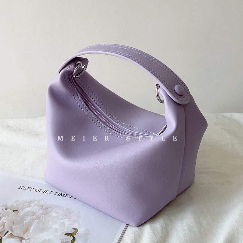 Korean ins macaron soft leather dumpling bag mini handbag fashion all-match single shoulder Messenger bag bucket bag female