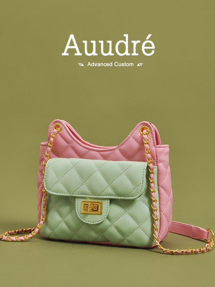 Auudre small bag women's 2023 summer new high-end foreign style single shoulder bucket bag hit color chain messenger bag