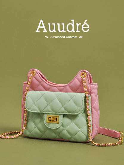 Auudre small bag women's 2023 summer new high-end foreign style single shoulder bucket bag hit color chain messenger bag