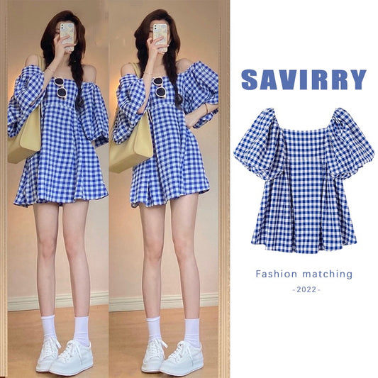 Summer plus-size women's clothing 2023 new slightly fat mm thin French style retro first love milk sweet dress