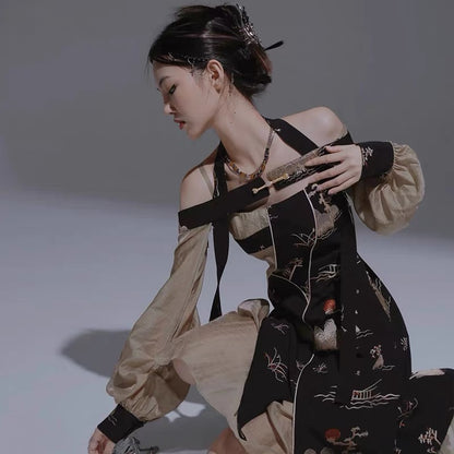 JZ Craftsman "New Product Has Opened" Menghuace Heavyweight Embroidered National Style Dress 2 Piece Set & New Chinese Style