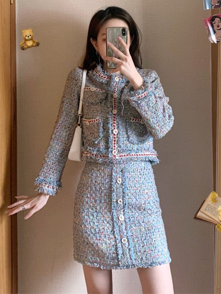 MUEL original small fragrance suit female autumn and winter 2022 new ladies fashion fashionable foreign style skirt two-piece set