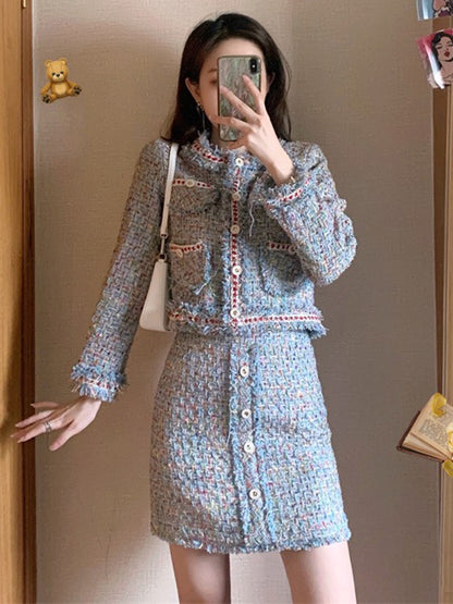 MUEL original small fragrance suit female autumn and winter 2022 new ladies fashion fashionable foreign style skirt two-piece set