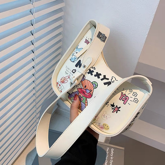 Niche design graffiti bag women's 2022 new summer all-match ins shoulder messenger bag high-end underarm bag