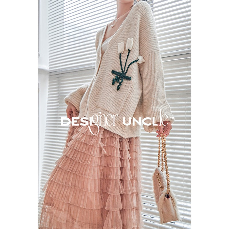 Designer Uncle Skirt Women's Autumn and Winter Retro Gentle Style Mesh Cake Dress is Popular This Year